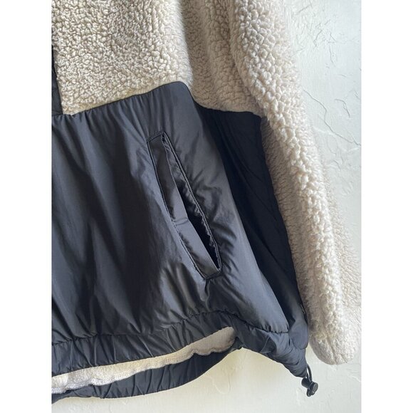 Lou & Grey Faux Sherpa Pullover 1/4 Snap Sweatshirt Size XL Ivory Black - Picture 10 of 12